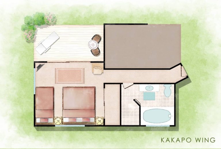 Kakapo Wing - Spacious double room - floor plan
